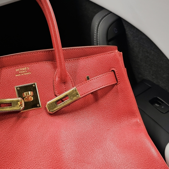 HERMÈS 1996 Birkin 30 Gold Hardware Courchevel Leather Red Vermillon - Picture 14 of 16